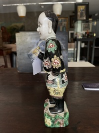 A Chinese famille noire 'soldier' figure, Kangxi
