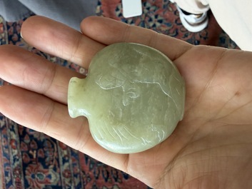 Four Chinese celadon jade carvings, 19th/20th C.