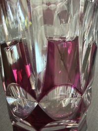 A varied and interesting collection of partly coloured overlay cut crystal, mainly Val Saint Lambert, 20th C.