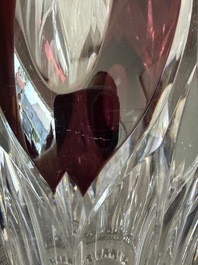 A varied and interesting collection of partly coloured overlay cut crystal, mainly Val Saint Lambert, 20th C.