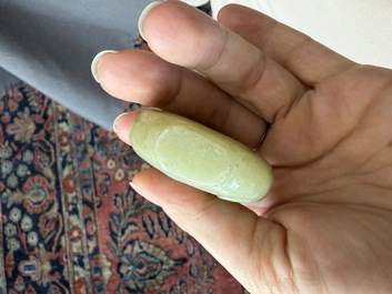 Four Chinese celadon jade carvings, 19th/20th C.