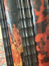 A rectangular Flemish tortoiseshell-veneered and ebonised wooden frame with later mirror, 19th C.