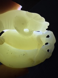 Four Chinese celadon jade carvings, 19th/20th C.