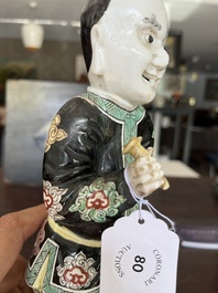 A Chinese famille noire 'soldier' figure, Kangxi