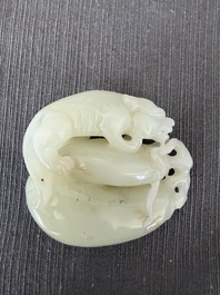 Four Chinese celadon jade carvings, 19th/20th C.