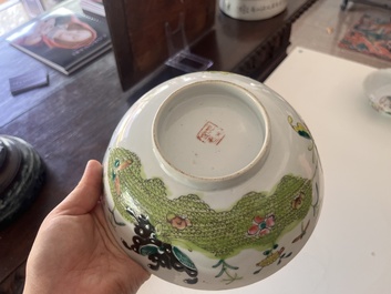 A varied collection of Chinese famille rose and qianjiang cai porcelain with floral design and animated scenes, 19th/20th C.