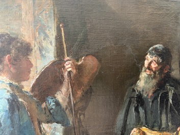 David Oyens (1842-1902): 'Le marchand d'&eacute;toffes', oil on canvas, dated (18)86