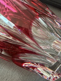 A varied and interesting collection of partly coloured overlay cut crystal, mainly Val Saint Lambert, 20th C.