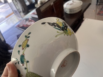 A varied collection of Chinese famille rose and qianjiang cai porcelain with floral design and animated scenes, 19th/20th C.