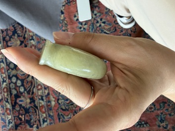 Four Chinese celadon jade carvings, 19th/20th C.