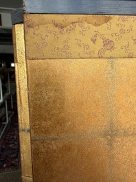 A Japanese four-fold painted byobu 'hanaguruma' room divider, 19th/20th C.