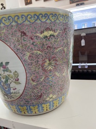 A Chinese famille rose jardini&egrave;re with birds among blossoming branches and floral design, 19th C.