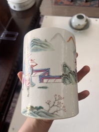A varied collection of Chinese famille rose and qianjiang cai porcelain with floral design and animated scenes, 19th/20th C.