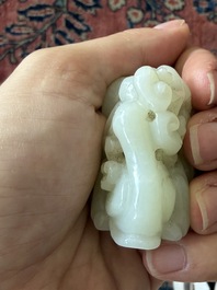 Four Chinese celadon jade carvings, 19th/20th C.