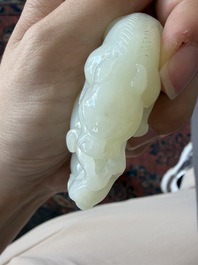 Four Chinese celadon jade carvings, 19th/20th C.