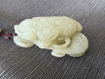 Four Chinese celadon jade carvings, 19th/20th C.