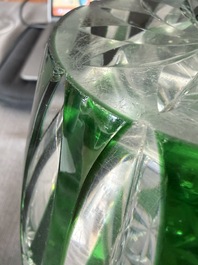 A varied and interesting collection of partly coloured overlay cut crystal, mainly Val Saint Lambert, 20th C.