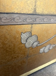 A Japanese four-fold painted byobu 'hanaguruma' room divider, 19th/20th C.