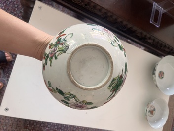 A varied collection of Chinese famille rose and qianjiang cai porcelain with floral design and animated scenes, 19th/20th C.