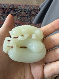 Four Chinese celadon jade carvings, 19th/20th C.