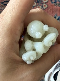 Four Chinese celadon jade carvings, 19th/20th C.