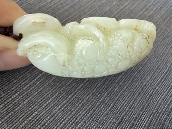 Four Chinese celadon jade carvings, 19th/20th C.