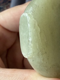 Four Chinese celadon jade carvings, 19th/20th C.