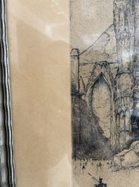 Jules De Bruycker (1870-1945): 'L'&Eacute;glise St. Nicolas Gand', ets