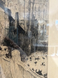 Jules De Bruycker (1870-1945): 'L'&Eacute;glise St. Nicolas Gand', ets