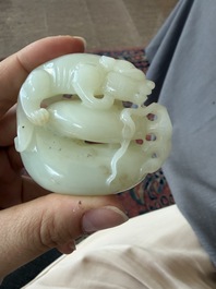 Four Chinese celadon jade carvings, 19th/20th C.