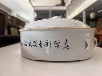 A varied collection of Chinese famille rose and qianjiang cai porcelain with floral design and animated scenes, 19th/20th C.