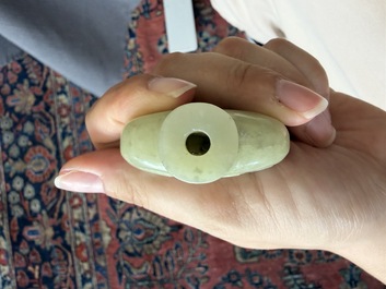 Four Chinese celadon jade carvings, 19th/20th C.