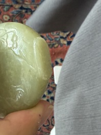 Four Chinese celadon jade carvings, 19th/20th C.