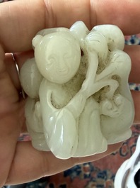Four Chinese celadon jade carvings, 19th/20th C.