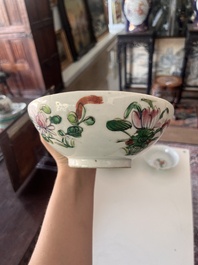 A varied collection of Chinese famille rose and qianjiang cai porcelain with floral design and animated scenes, 19th/20th C.