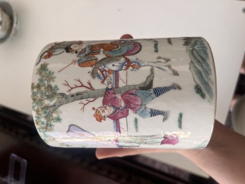 A varied collection of Chinese famille rose and qianjiang cai porcelain with floral design and animated scenes, 19th/20th C.