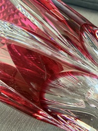 A varied and interesting collection of partly coloured overlay cut crystal, mainly Val Saint Lambert, 20th C.