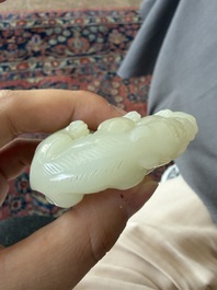 Four Chinese celadon jade carvings, 19th/20th C.