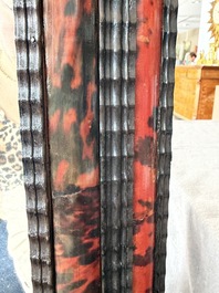 A rectangular Flemish tortoiseshell-veneered and ebonised wooden frame with later mirror, 19th C.