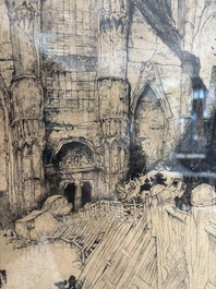 Jules De Bruycker (1870-1945): 'L'&Eacute;glise St. Nicolas Gand', ets