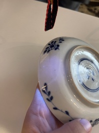 A varied collection of Chinese blue and white porcelain with figures and floral design, 18th/19th C.