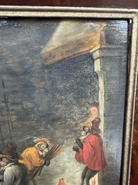 Abraham Teniers (1629-1670, attributed to): Monkeys in a guardroom interior, oil on panel