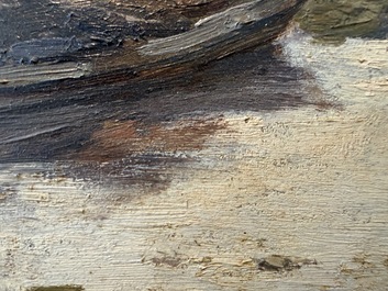 Paul Joseph Constantin Gabri&euml;l (1828&ndash;1903): Moored boat, oil on panel