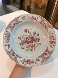 A varied collection of Chinese famille rose, famille verte and blue and white porcelain, 18th C. and later