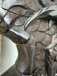 A pair of Japanese carved wooden 'dragon' chairs, Meiji, 19th/20th C.