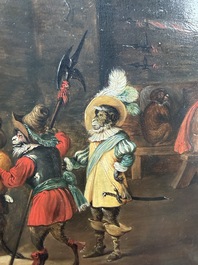 Abraham Teniers (1629-1670, attributed to): Monkeys in a guardroom interior, oil on panel