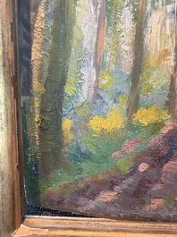 Edmond Verstraeten (1870-1956): Forest landscape, oil on board, dated 1917