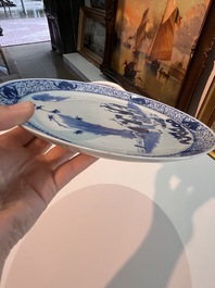 Six Chinese blue and white 'playing boys in a landscape' plates, 19th C.
