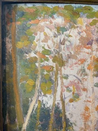 Edmond Verstraeten (1870-1956): Forest landscape, oil on board, dated 1917