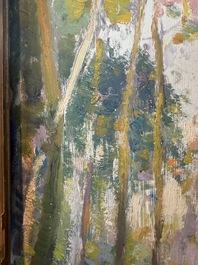 Edmond Verstraeten (1870-1956): Forest landscape, oil on board, dated 1917